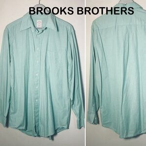 🌟- Brooks Brothers 346 Minty Green Button Down 100% Cotton long sleeves shi…